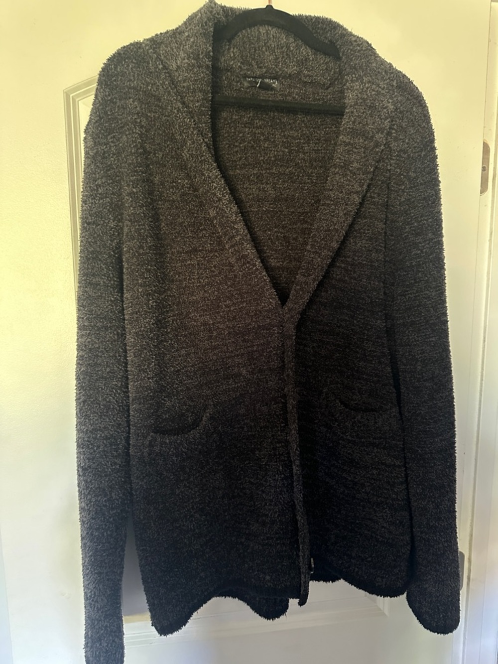 Barefoot Dreams Plush Hooded Cardigan in Charcoal